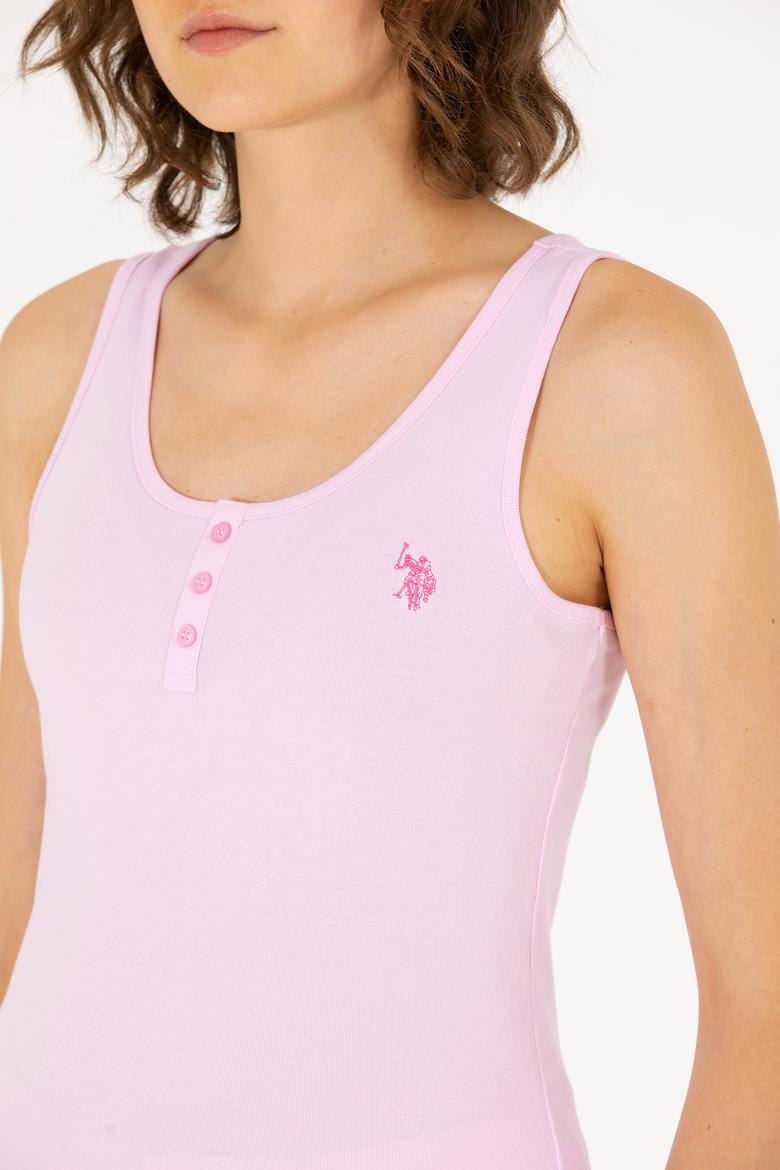 Kadın Manolya Bisiklet Yaka Kolsuz Basic Tişört - 50262673137