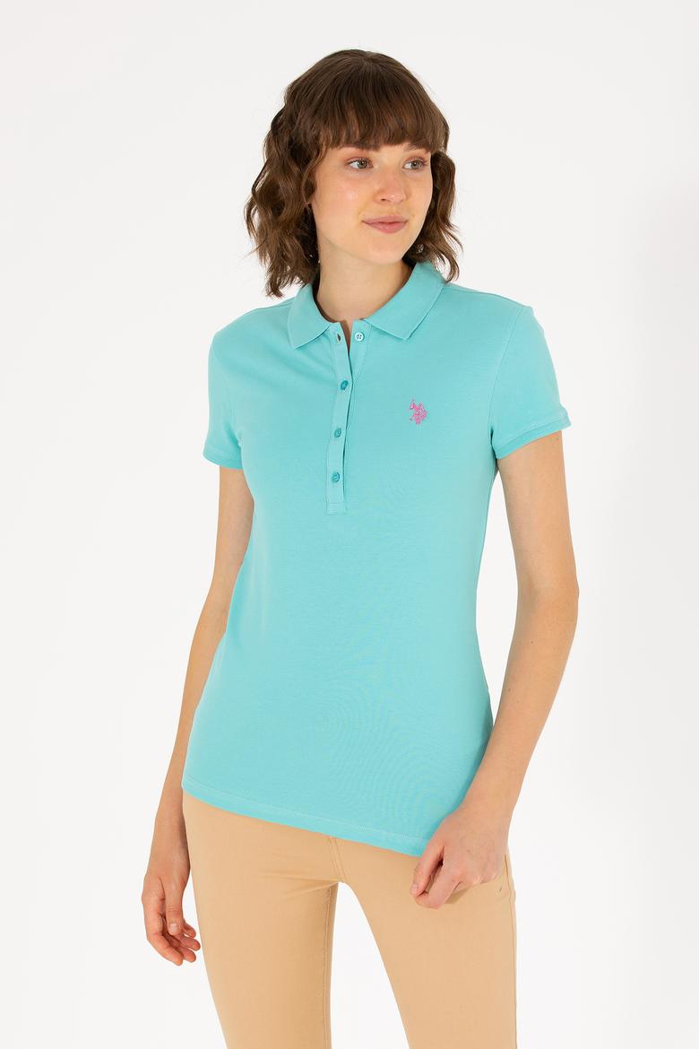 Kadın Mint Basic Polo Yaka Tişört