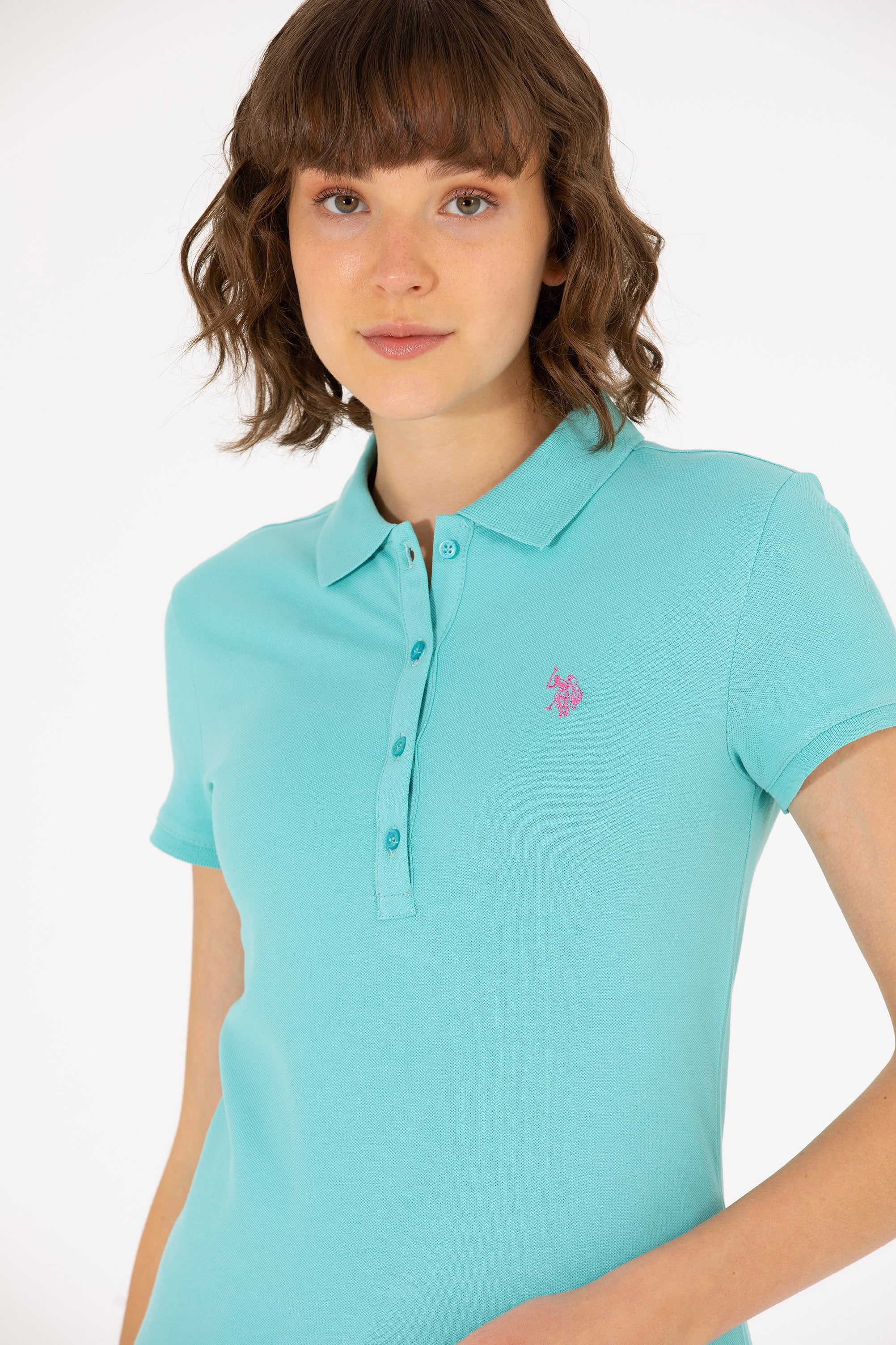 Kadın Mint Basic Polo Yaka Tişört