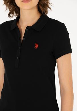 Kadın Siyah Basic Polo Yaka Tişört - 50262675030