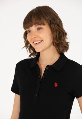 Kadın Siyah Basic Polo Yaka Tişört - 50262675030