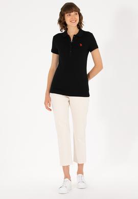 Kadın Siyah Basic Polo Yaka Tişört - 50262675030