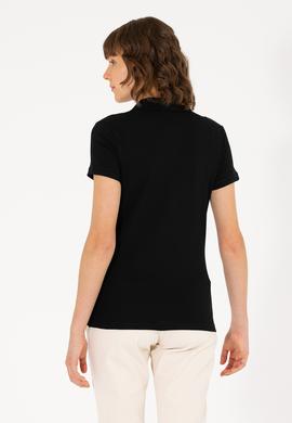 Kadın Siyah Basic Polo Yaka Tişört - 50262675030