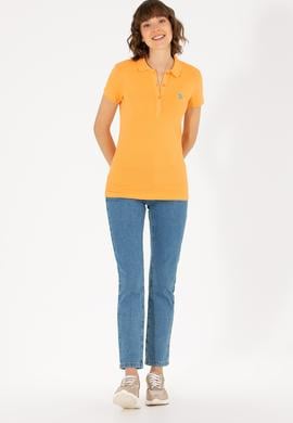 Kadın Turuncu Basic Polo Yaka Tişört - 50262675126