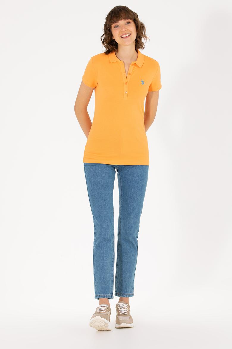 Kadın Turuncu Basic Polo Yaka Tişört - 50262675126