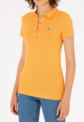 Kadın Turuncu Basic Polo Yaka Tişört - 50262675126