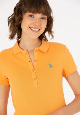 Kadın Turuncu Basic Polo Yaka Tişört - 50262675126