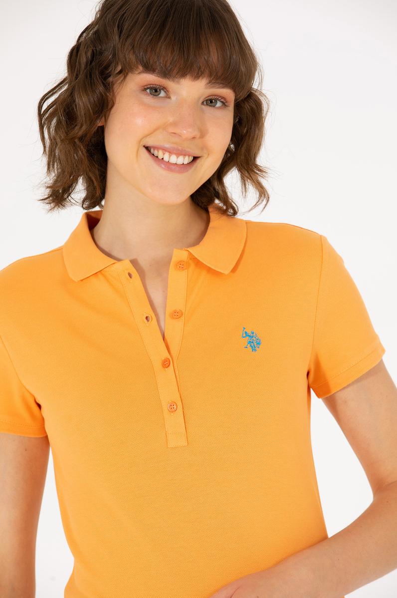 Kadın Turuncu Basic Polo Yaka Tişört