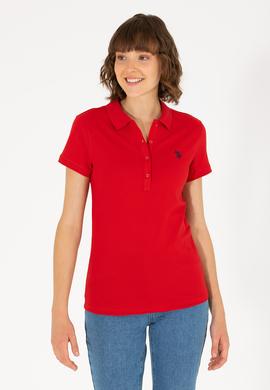 Kadın Kırmızı Basic Polo Yaka Tişört - 50262675142