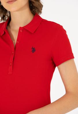 Kadın Kırmızı Basic Polo Yaka Tişört - 50262675142