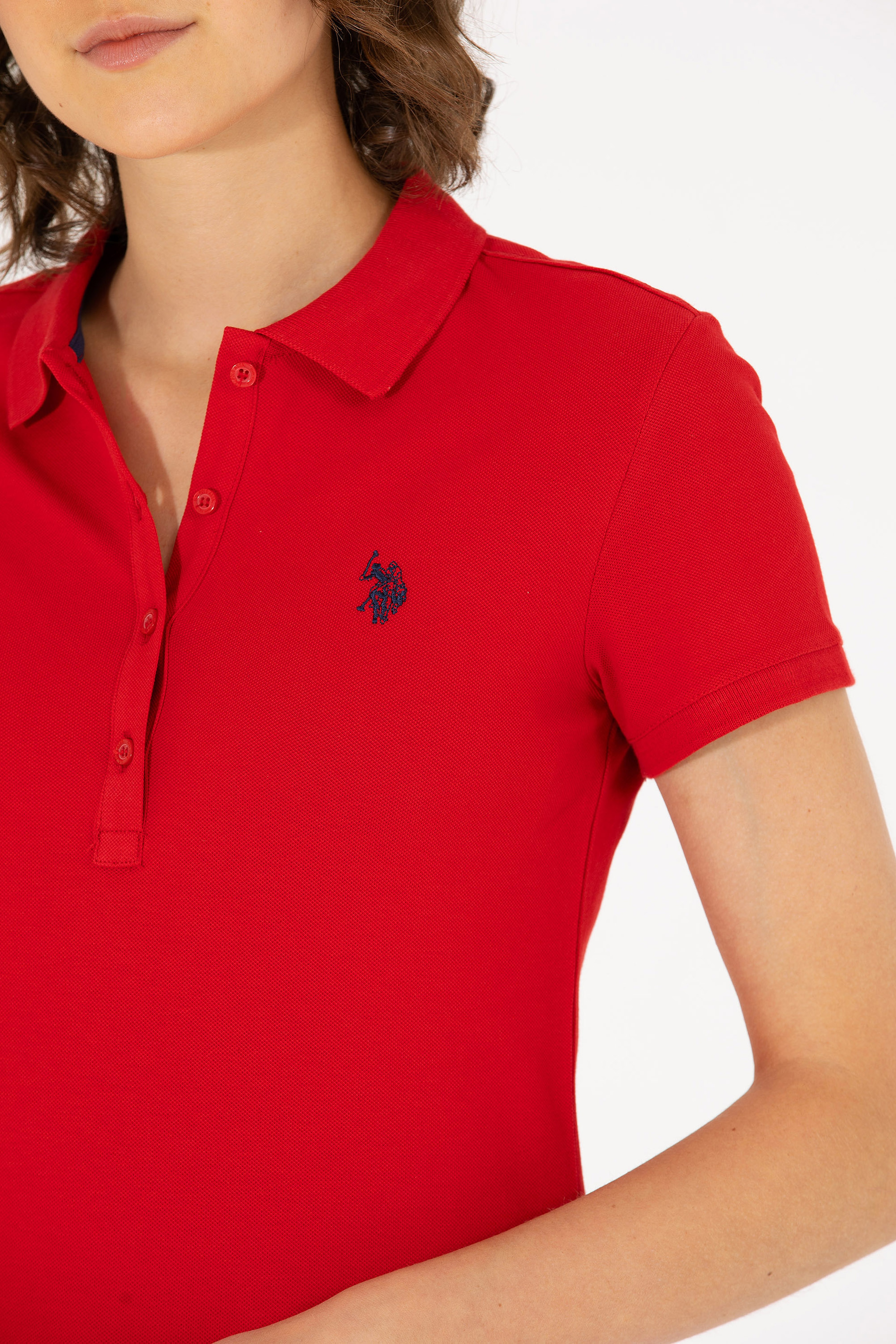 Kadın Kırmızı Basic Polo Yaka Tişört