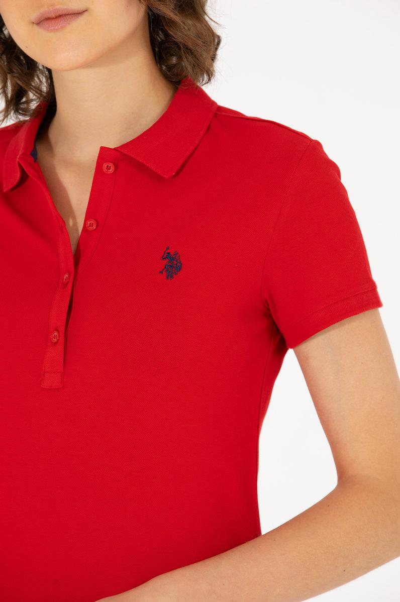Kadın Kırmızı Basic Polo Yaka Tişört