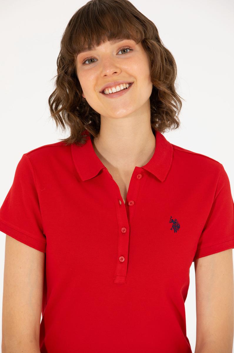 Kadın Kırmızı Basic Polo Yaka Tişört