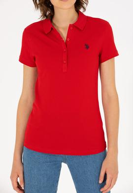 Kadın Kırmızı Basic Polo Yaka Tişört - 50262675142