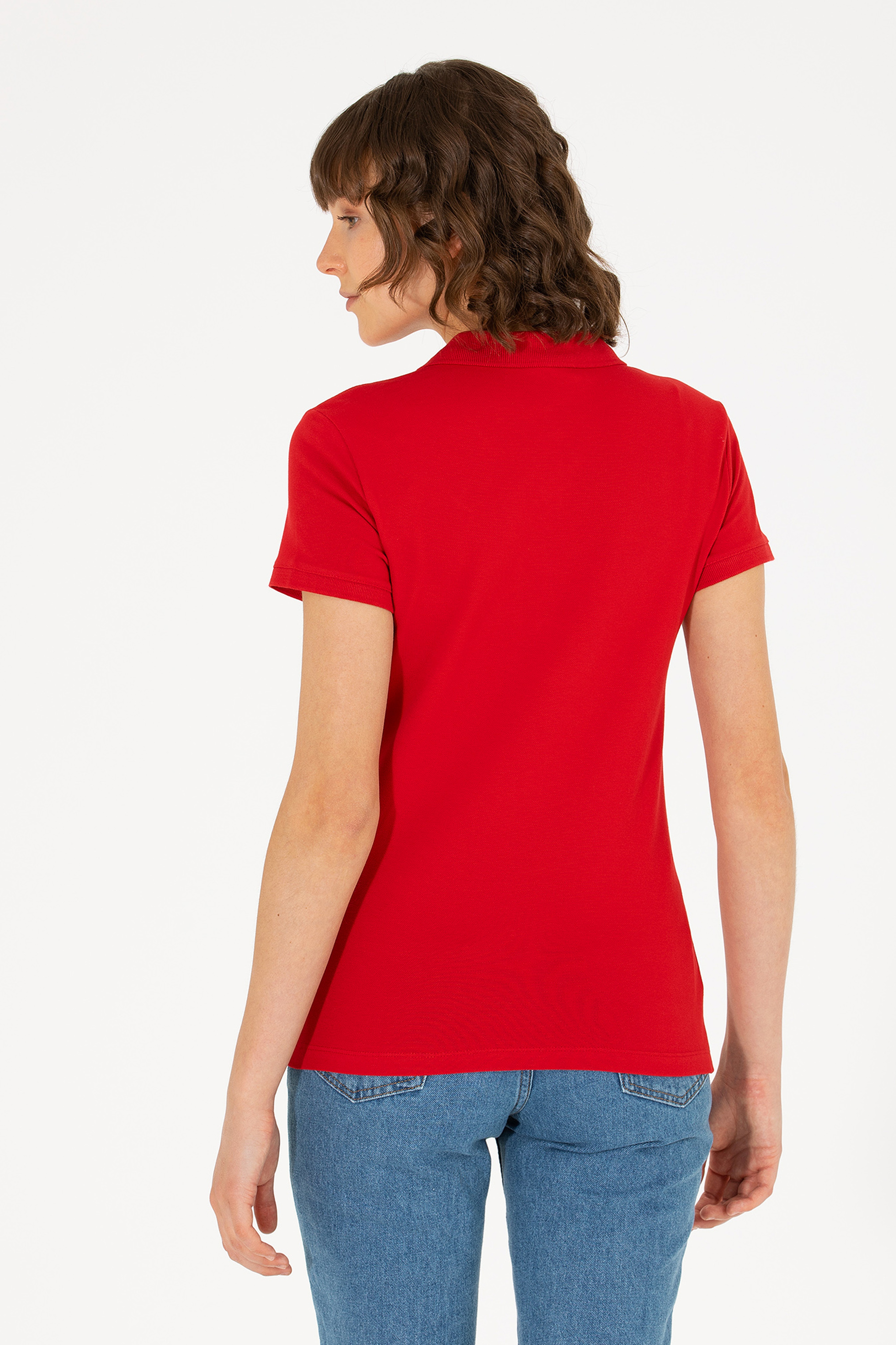 Kadın Kırmızı Basic Polo Yaka Tişört