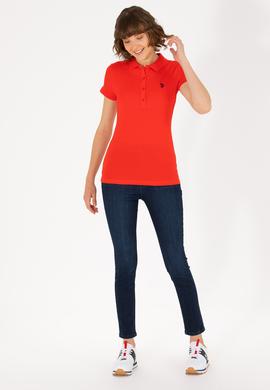 Kadın Kırmızı Basic Polo Yaka Tişört - 50262675243