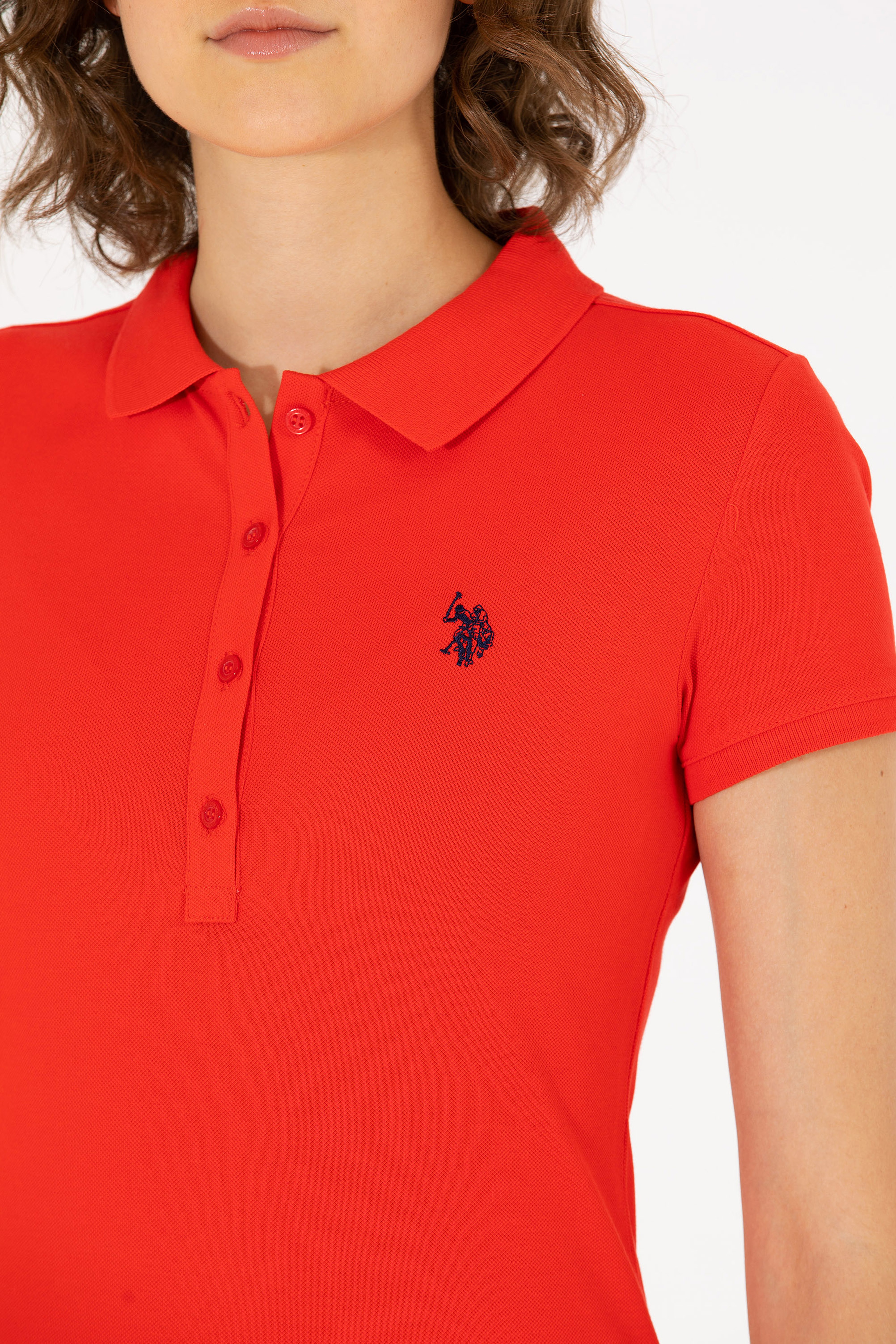 Kadın Kırmızı Basic Polo Yaka Tişört