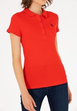 Kadın Kırmızı Basic Polo Yaka Tişört - 50262675243