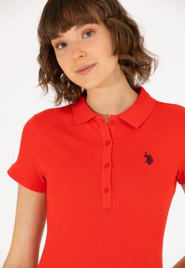 Kadın Kırmızı Basic Polo Yaka Tişört - 50262675243