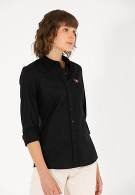 Kadın Siyah Uzun Kollu Basic Gömlek - 50262849032