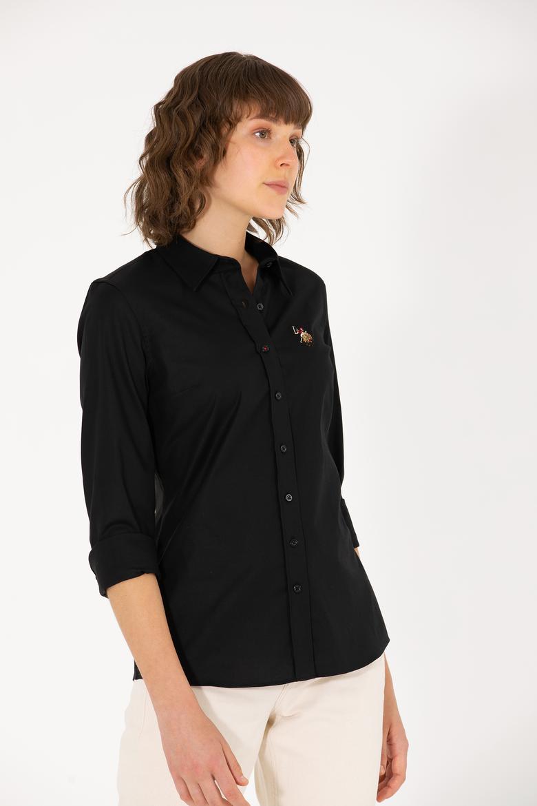 Kadın Siyah Uzun Kollu Basic Gömlek - 50262849032