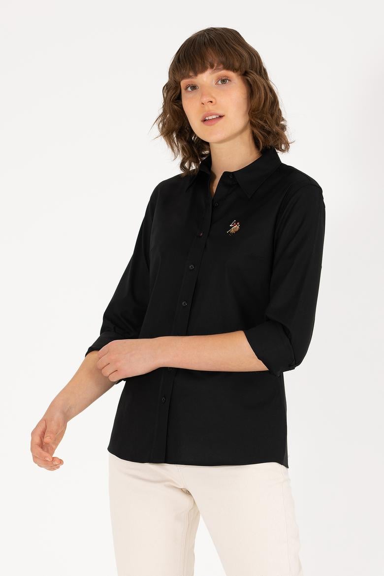 Kadın Siyah Uzun Kollu Basic Gömlek