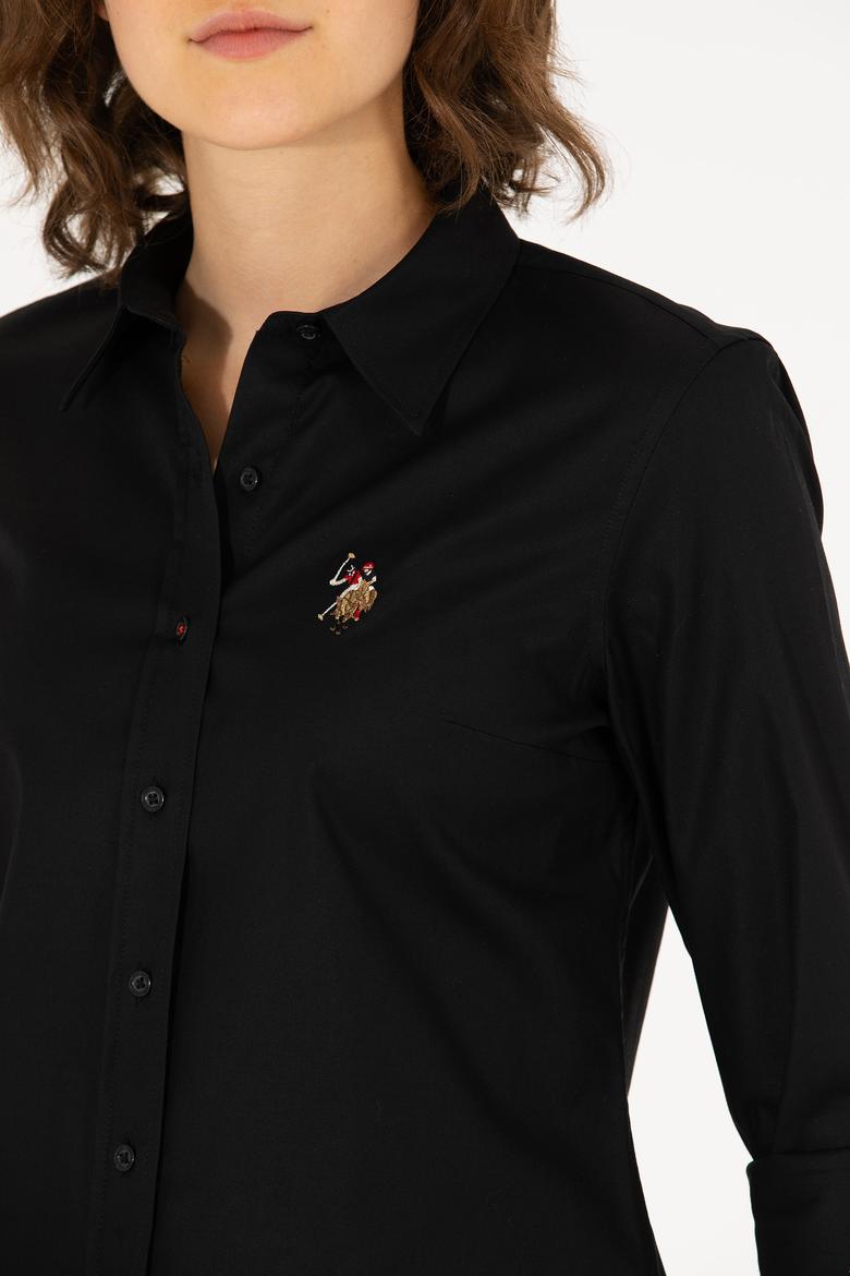 Kadın Siyah Uzun Kollu Basic Gömlek - 50262849032