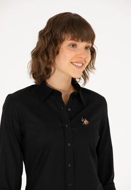 Kadın Siyah Uzun Kollu Basic Gömlek - 50262849032