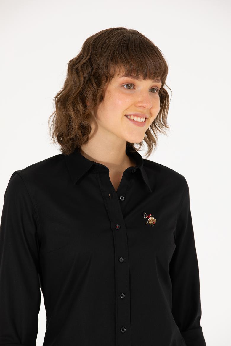 Kadın Siyah Uzun Kollu Basic Gömlek - 50262849032