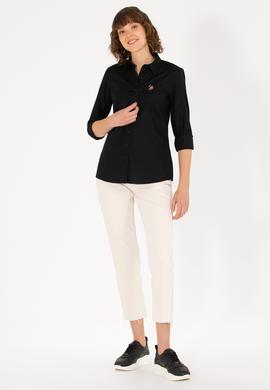 Kadın Siyah Uzun Kollu Basic Gömlek - 50262849032