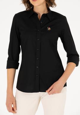 Kadın Siyah Uzun Kollu Basic Gömlek - 50262849032