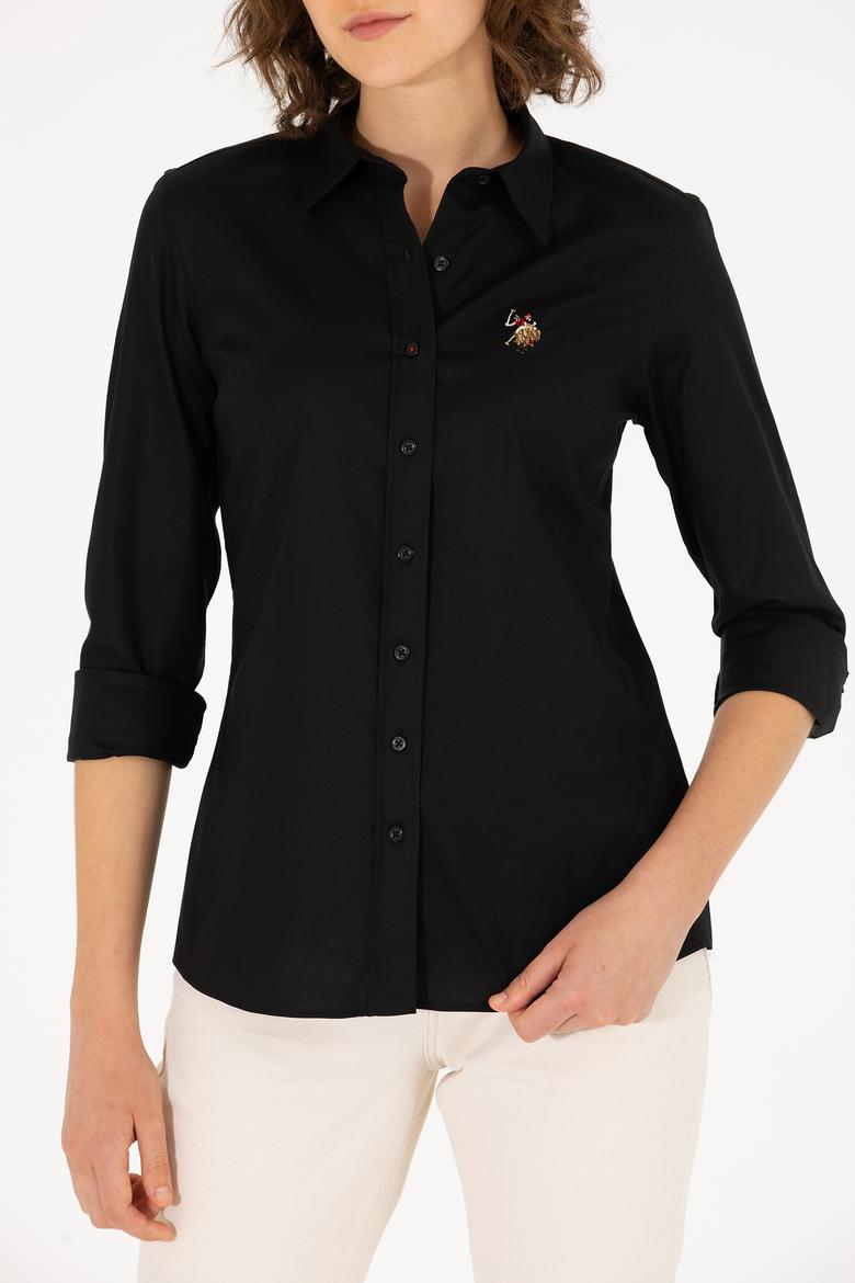 Kadın Siyah Uzun Kollu Basic Gömlek - 50262849032