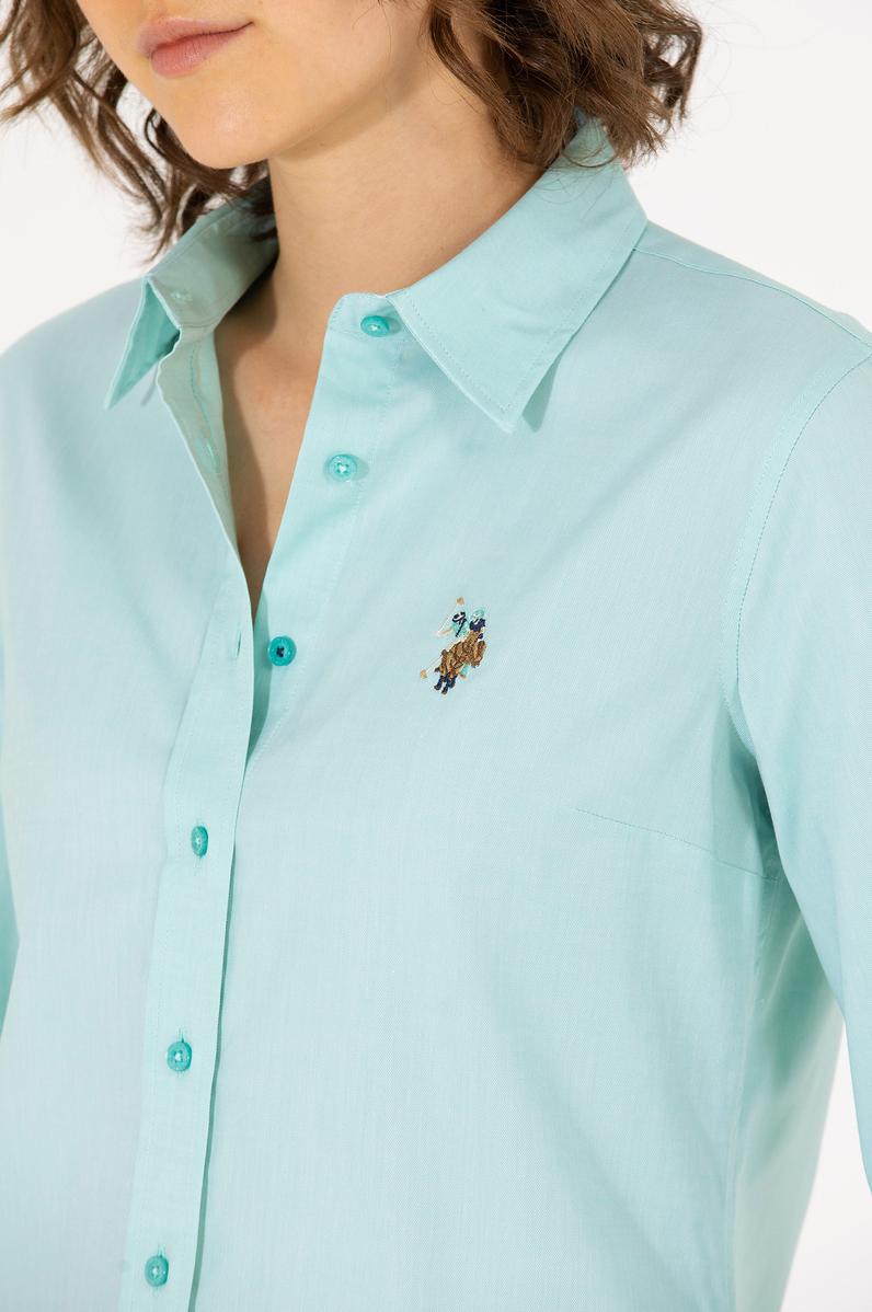 Kadın Mint Uzun Kollu Basic Gömlek