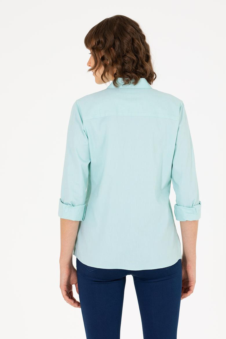 Kadın Mint Uzun Kollu Basic Gömlek - 50262849069