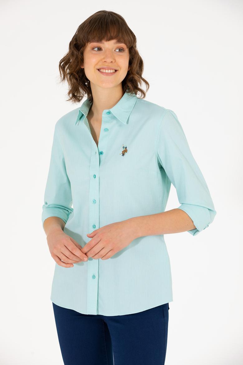 Kadın Mint Uzun Kollu Basic Gömlek - 50262849069