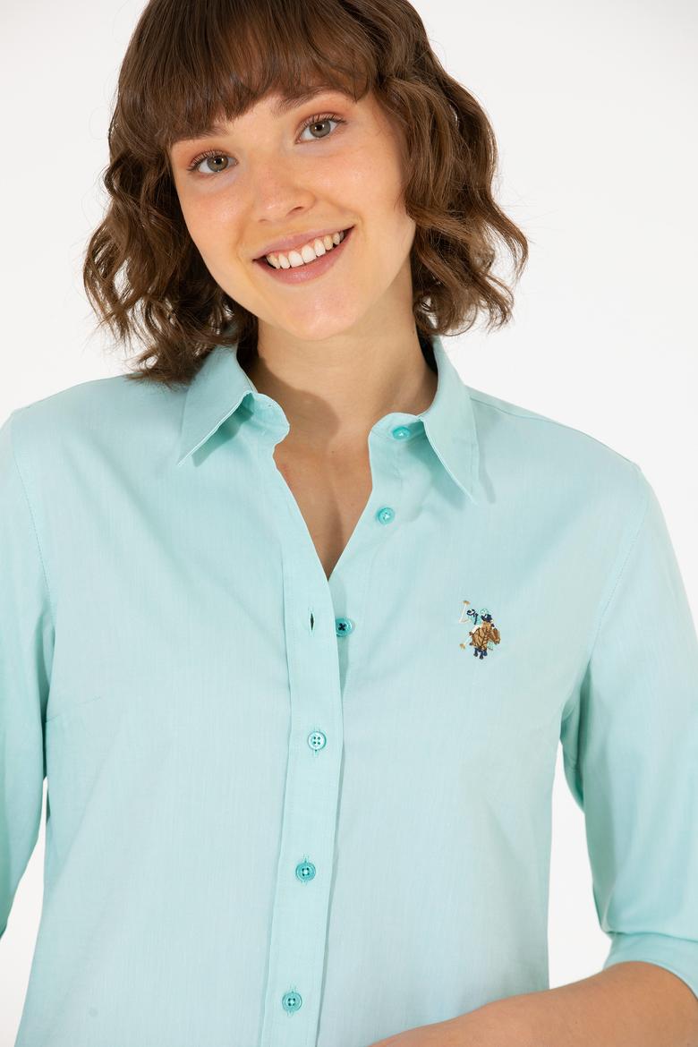 Kadın Mint Uzun Kollu Basic Gömlek - 50262849069