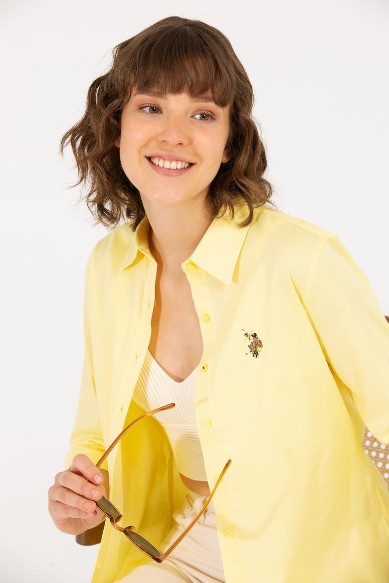 Kadın Açık Sarı Uzun Kollu Basic Gömlek - 50262849101