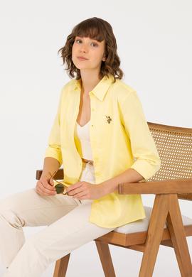 Kadın Açık Sarı Uzun Kollu Basic Gömlek - 50262849101