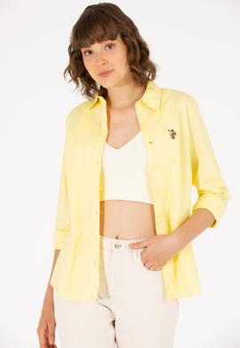Kadın Açık Sarı Uzun Kollu Basic Gömlek - 50262849101