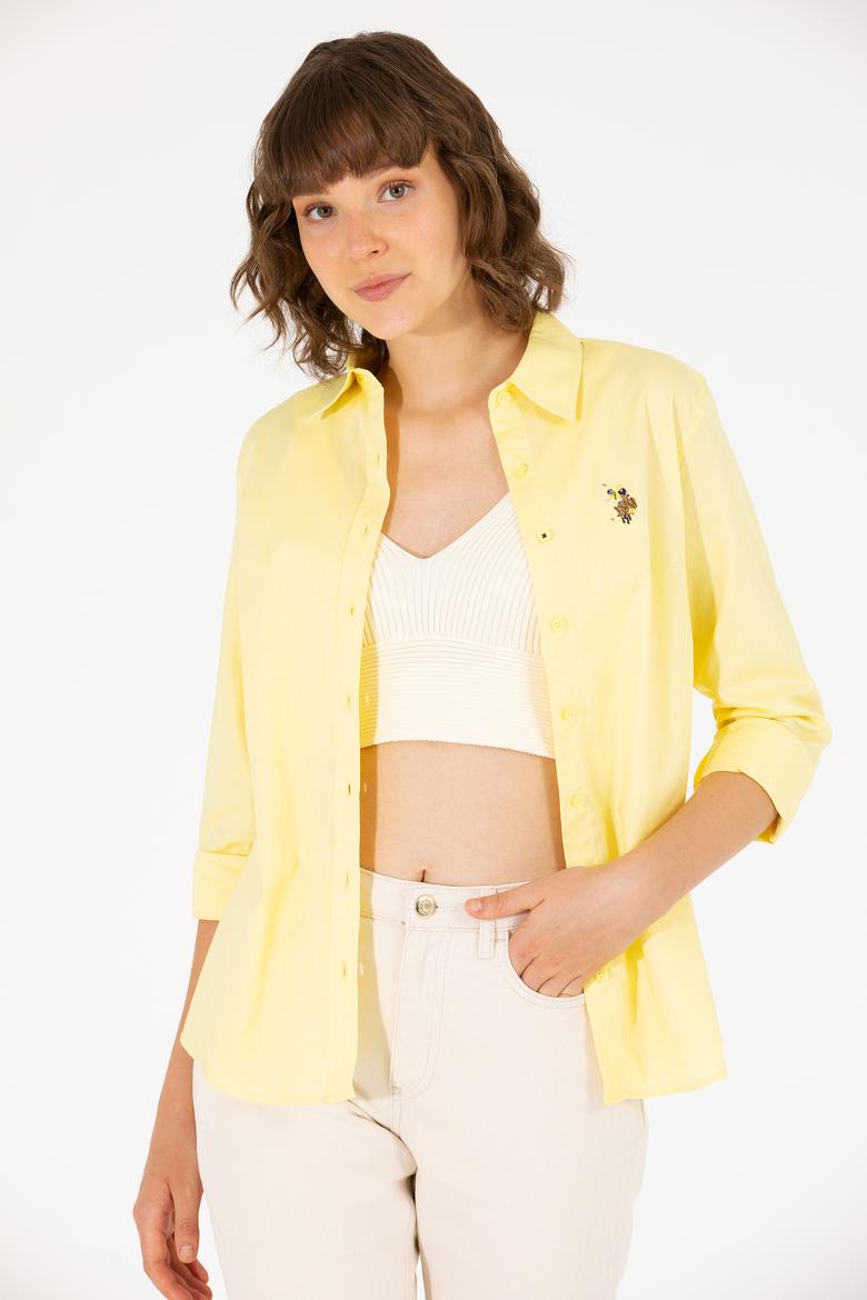 Kadın Açık Sarı Uzun Kollu Basic Gömlek - 50262849101