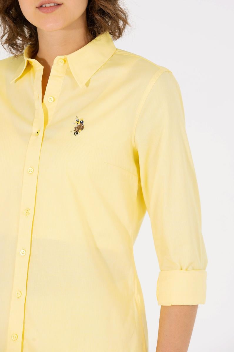 Kadın Açık Sarı Uzun Kollu Basic Gömlek