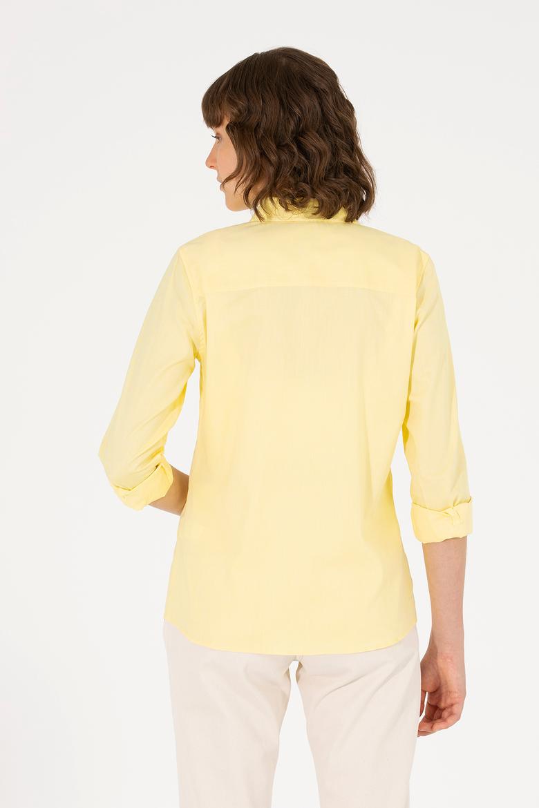 Kadın Açık Sarı Uzun Kollu Basic Gömlek - 50262849101