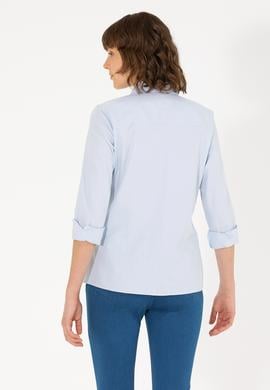 Kadın Açık Mavi Uzun Kollu Basic Gömlek - 50262851014
