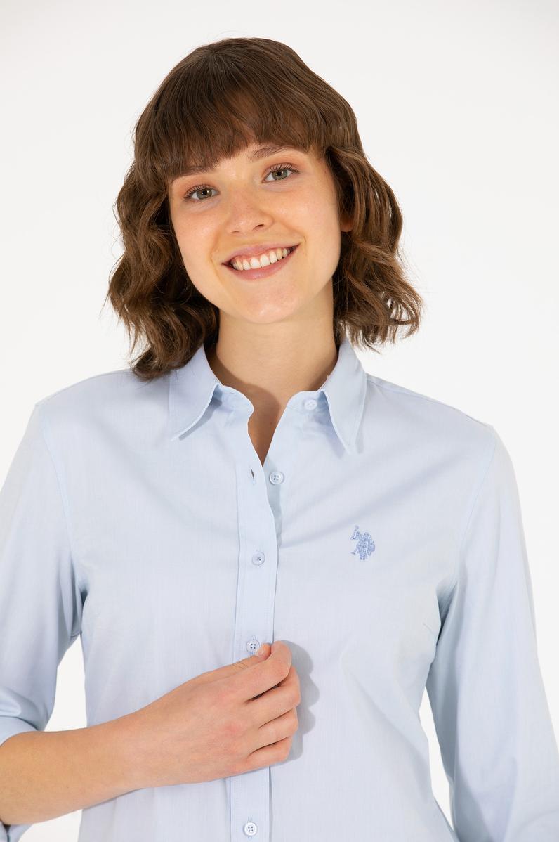 Kadın Açık Mavi Uzun Kollu Basic Gömlek