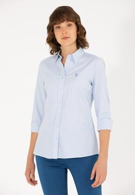 Kadın Açık Mavi Uzun Kollu Basic Gömlek - 50262851014
