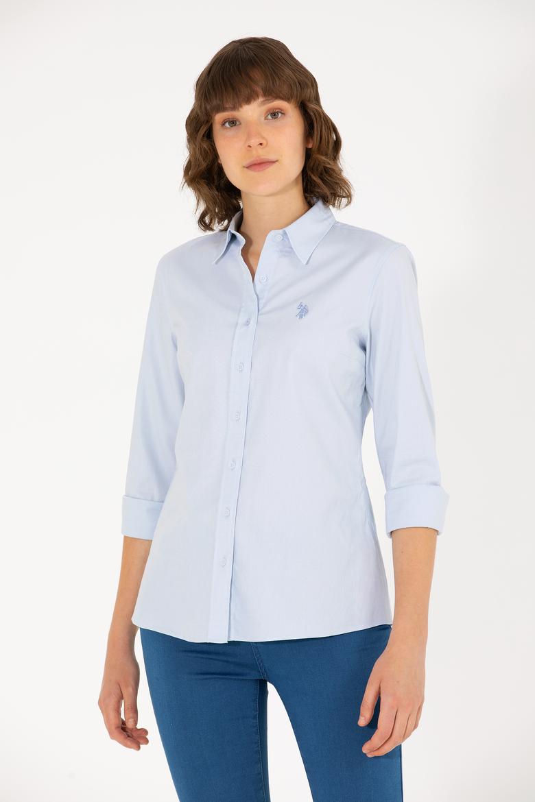 Kadın Açık Mavi Uzun Kollu Basic Gömlek - 50262851014