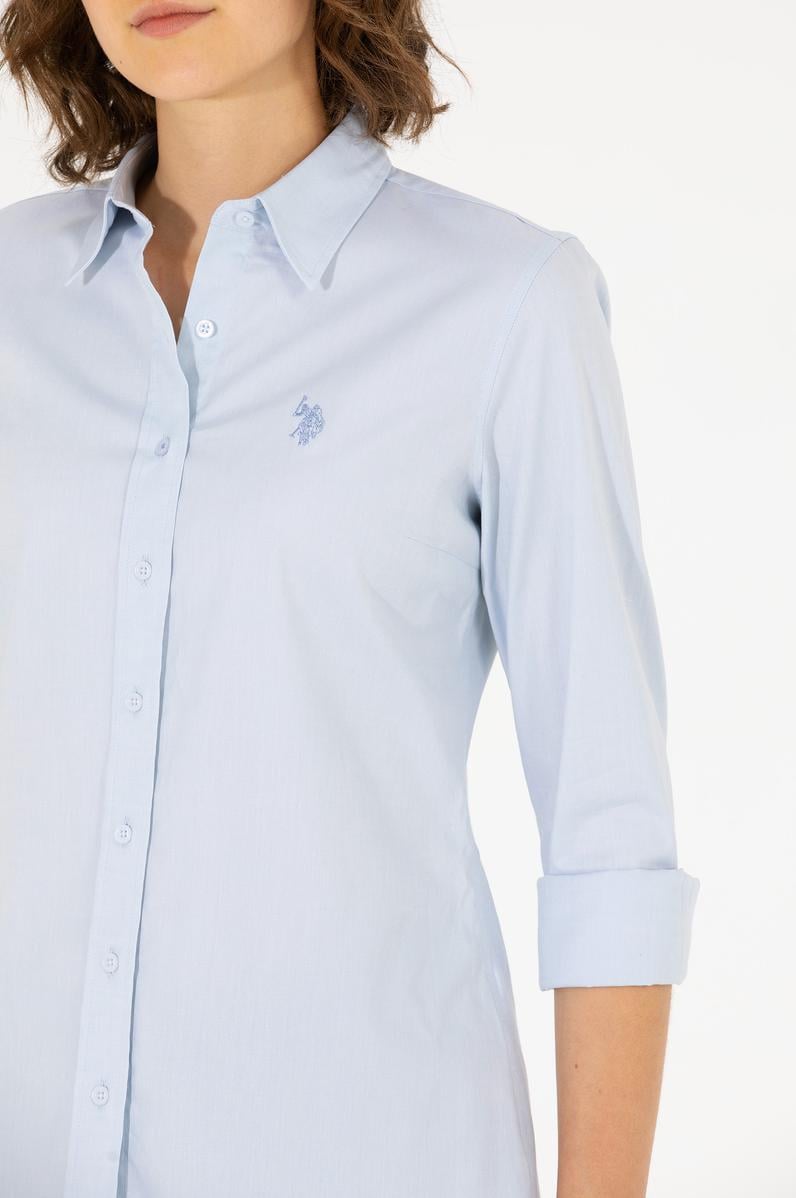 Kadın Açık Mavi Uzun Kollu Basic Gömlek