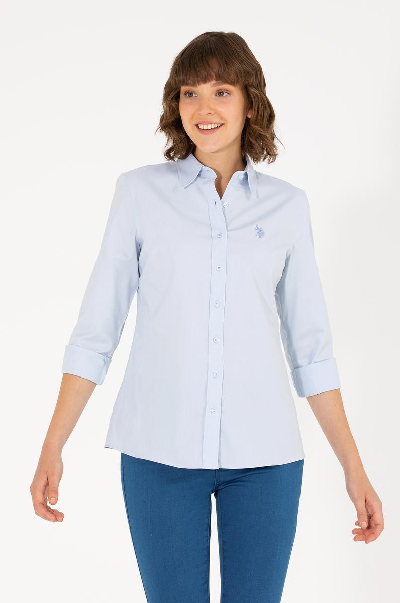 Kadın Açık Mavi Uzun Kollu Basic Gömlek