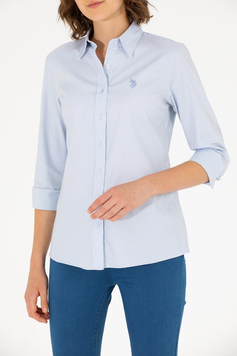 Kadın Açık Mavi Uzun Kollu Basic Gömlek - 50262851014