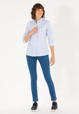Kadın Açık Mavi Uzun Kollu Basic Gömlek - 50262851014